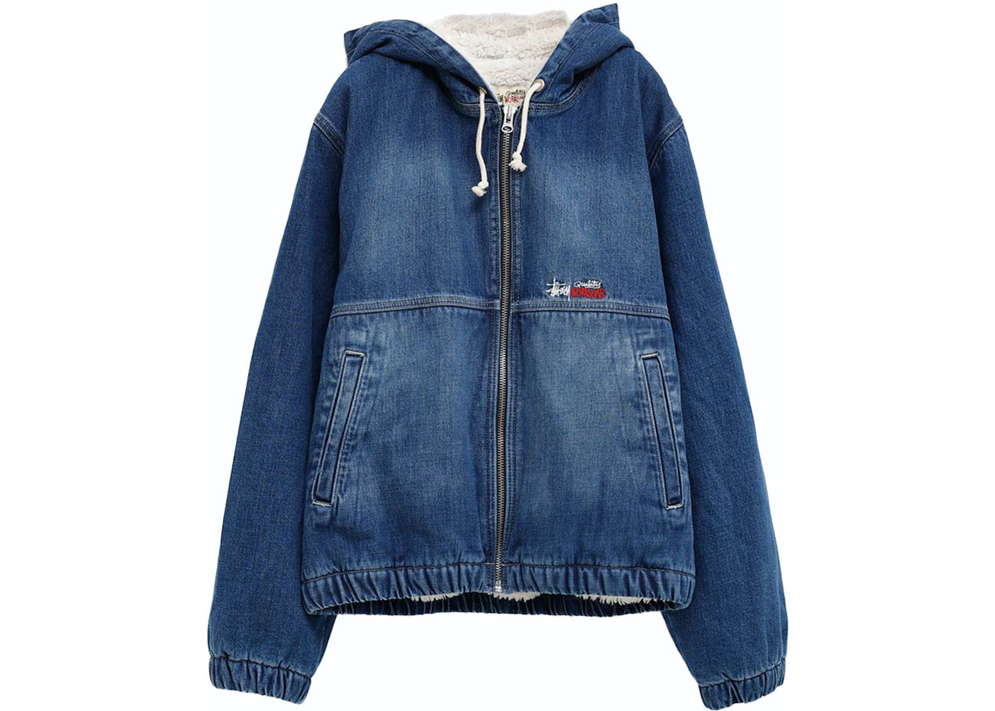 Stussy Denim Sherpa Work Jacket Washed Blue