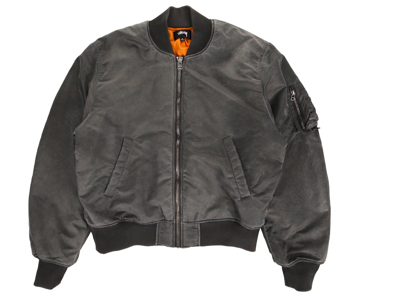 Stussy Dyed Nylon Bomber Jacket Charcoal
