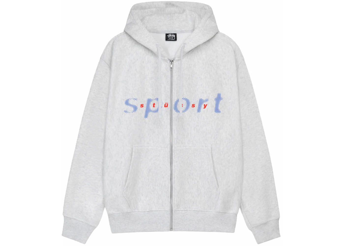 Stussy Dot Sport Zip Hoodie Ash Heather
