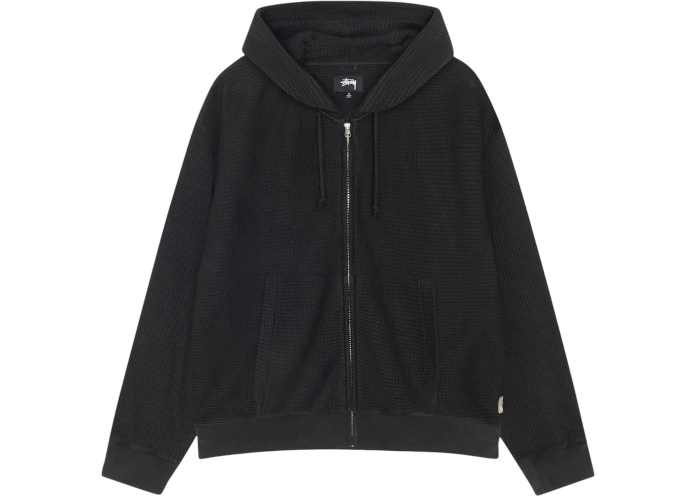 Stussy Double Layer Waffle Zip Hoodie Black