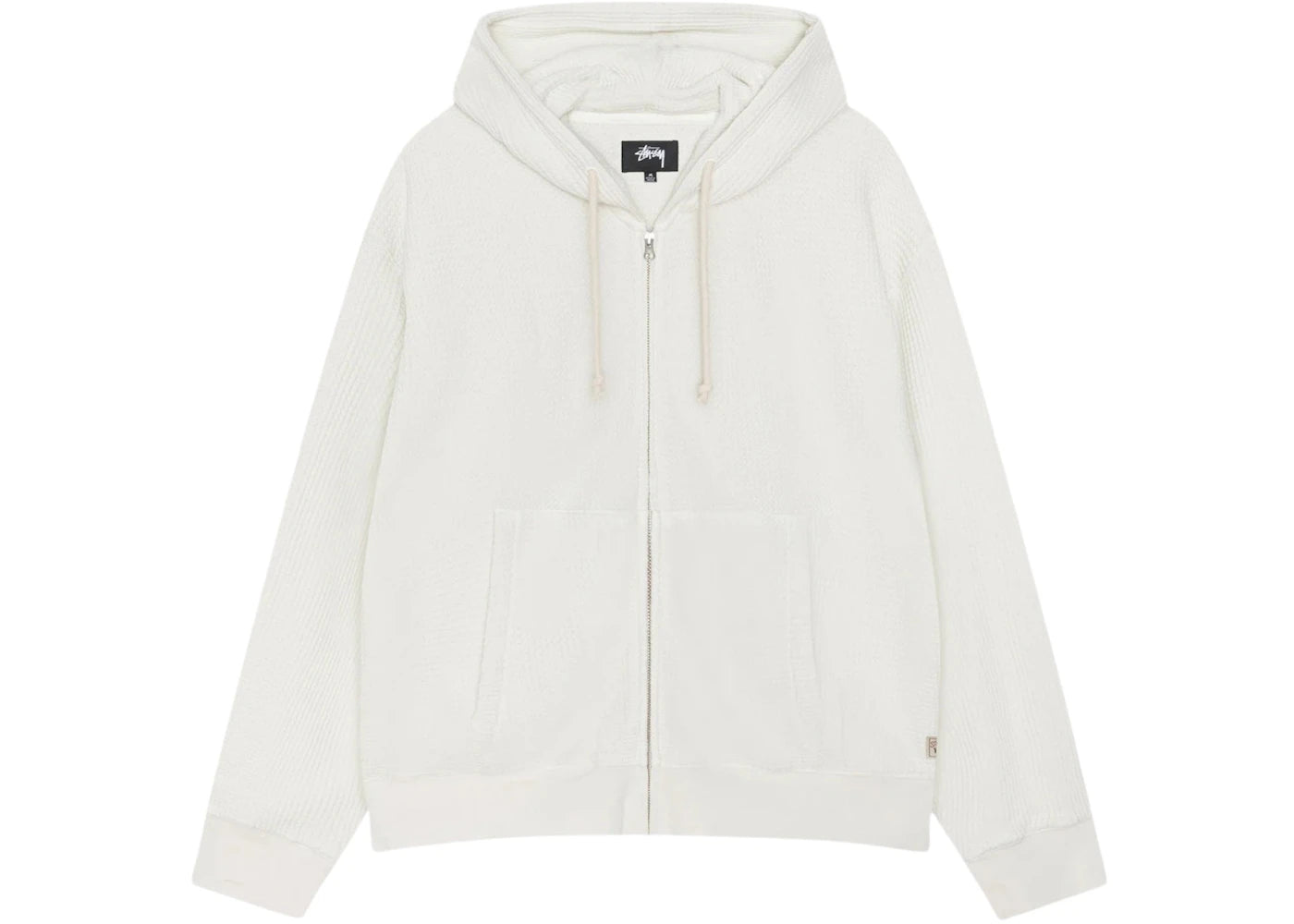 Stussy Double Layer Waffle Zip Hoodie Off White