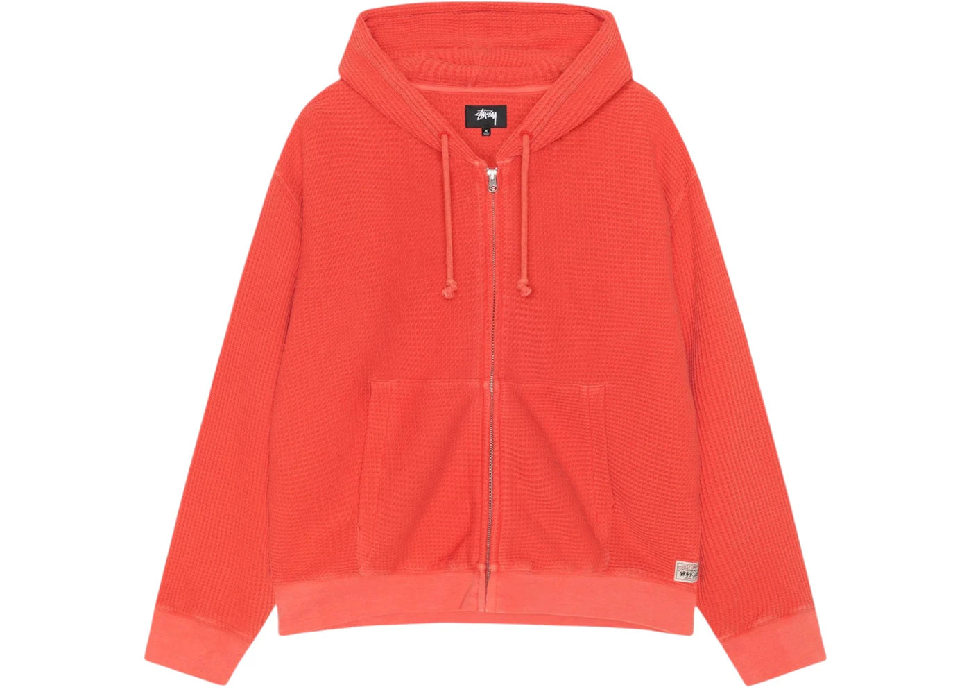 Stussy Double Layer Waffle Zip Hoodie Red
