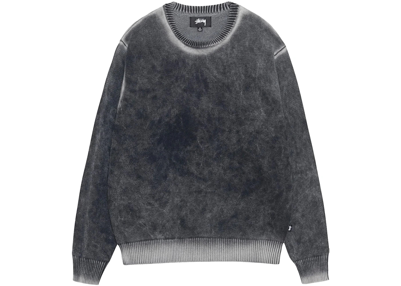 Stussy Faded Cotton Knit Crew Black