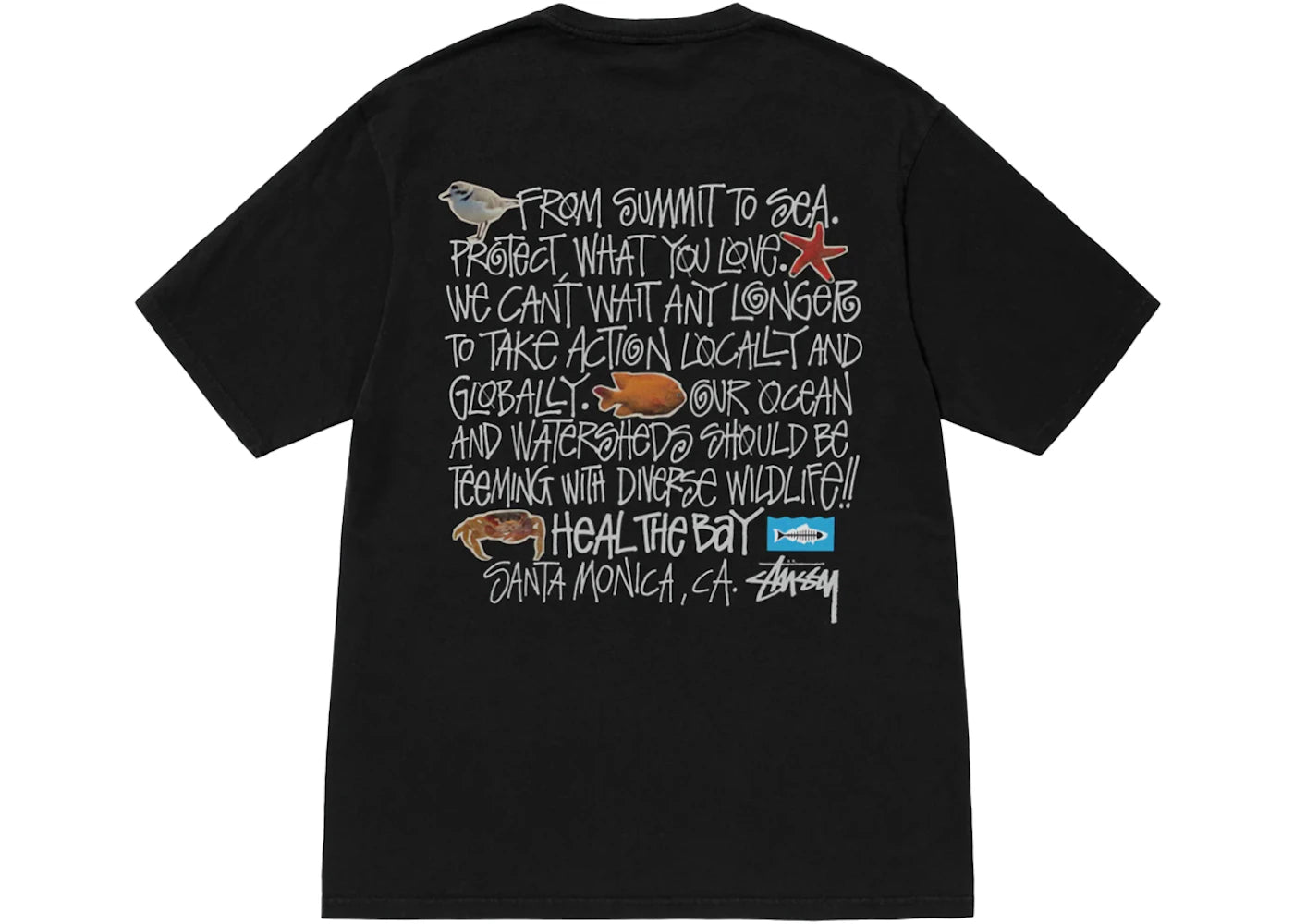 Stussy Heal The Bay Pigment Dyed Summit To Sea Tee Black
