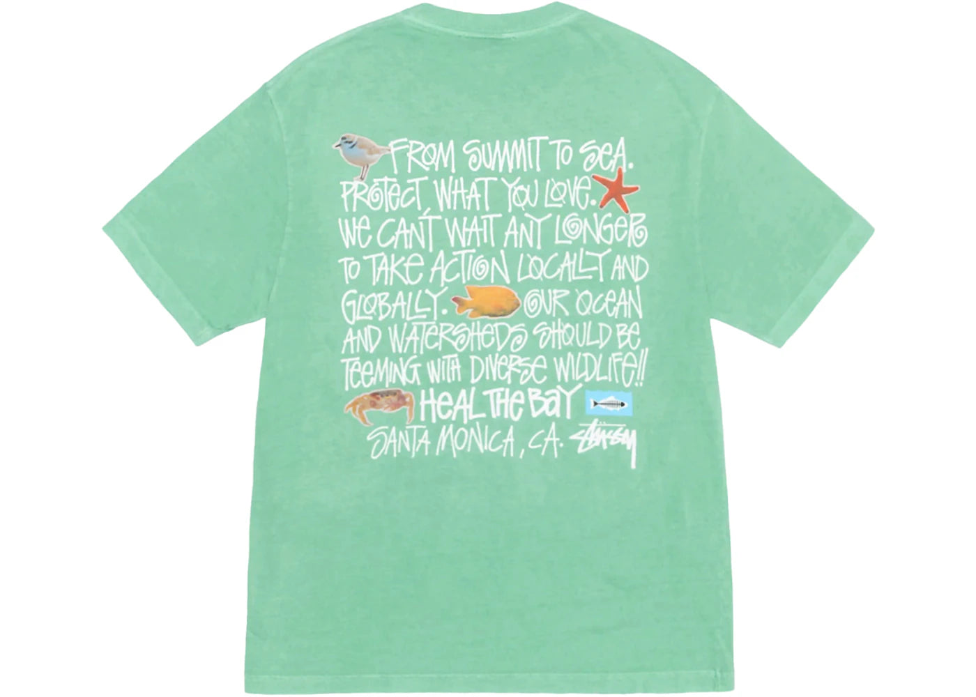 Stussy Heal The Bay Pigment Dyed Summit To Sea Tee Seafoam