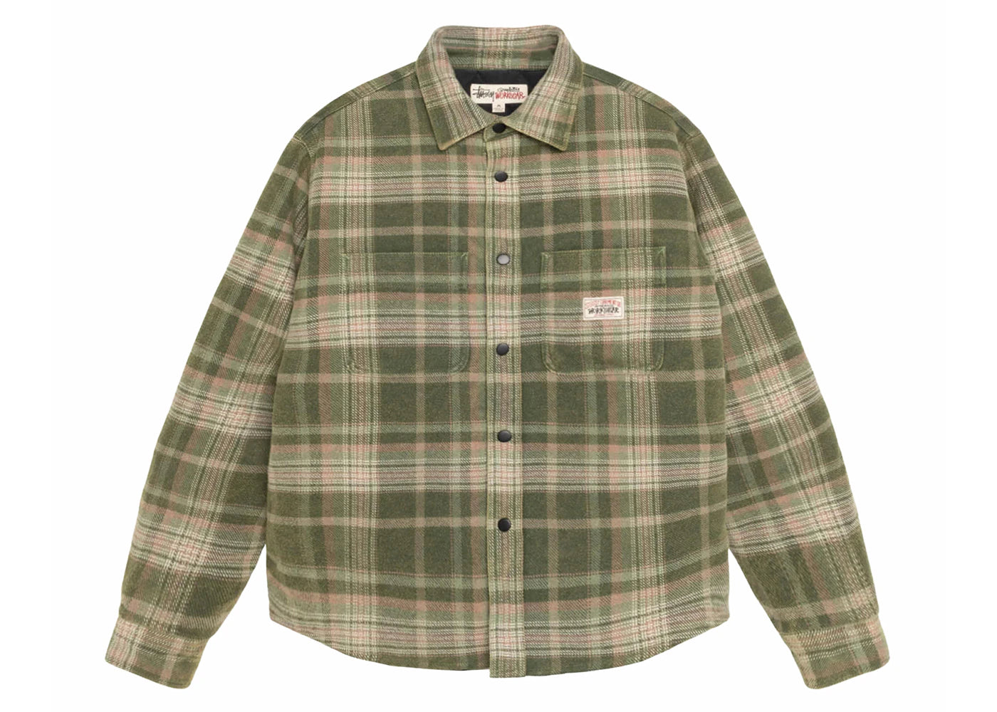 Stussy Heavy Washed Plaid Shirt Green