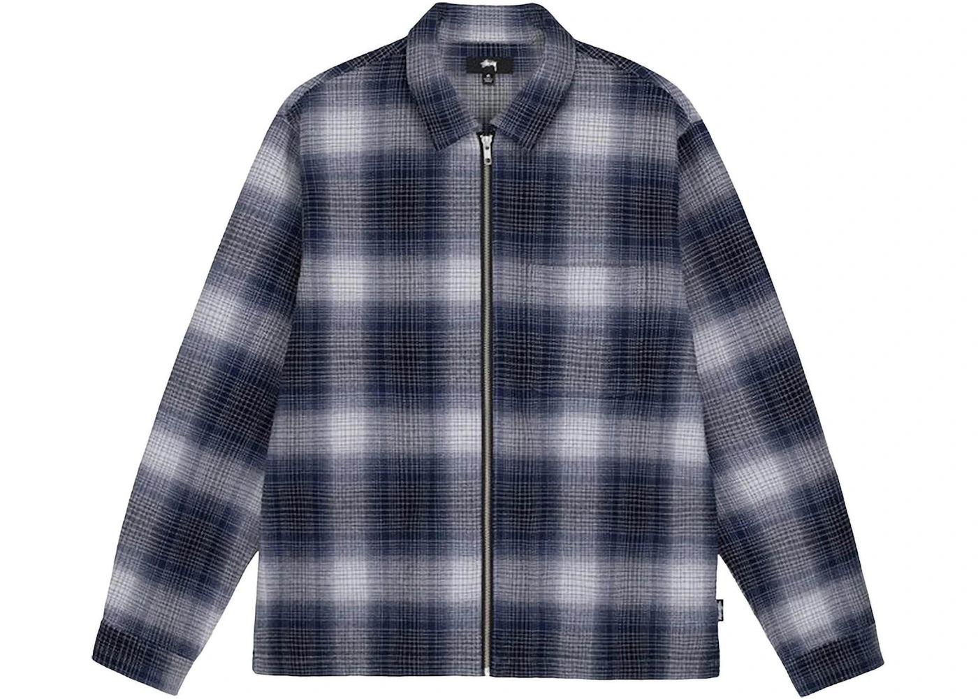 Stussy Jack Shadow Plaid Zip Shirt Navy