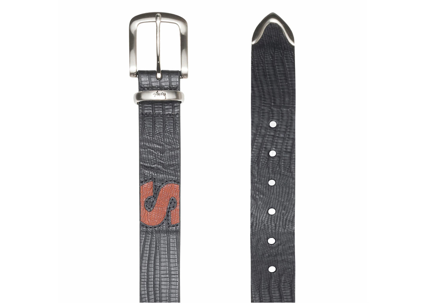 Stussy Lizard Texture Underlay Belt Black