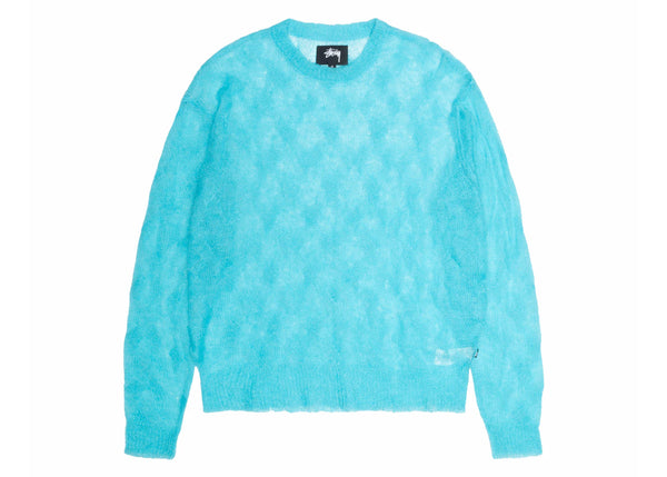 Stussy Loose Knit Cross Cable Sweater Cyan – Side Kicks