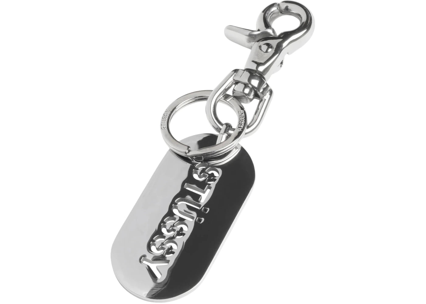 Stussy Metal Tag Keychain Silver – Side Kicks