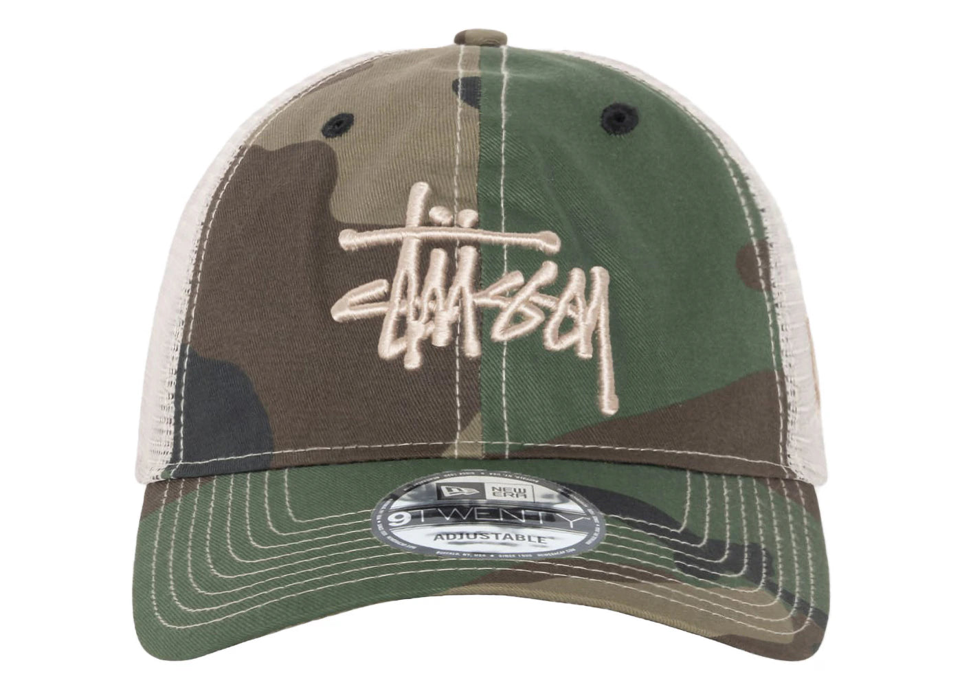 Stussy New Era 9Twenty Basic Trucker Woodland Camo
