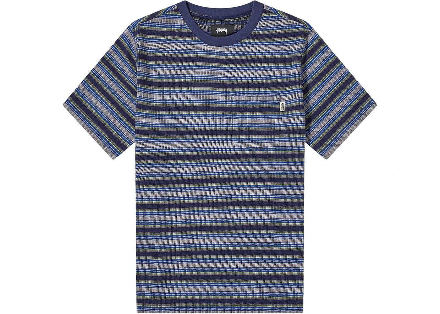 Stussy Ombre Stripe Crew Tee Navy