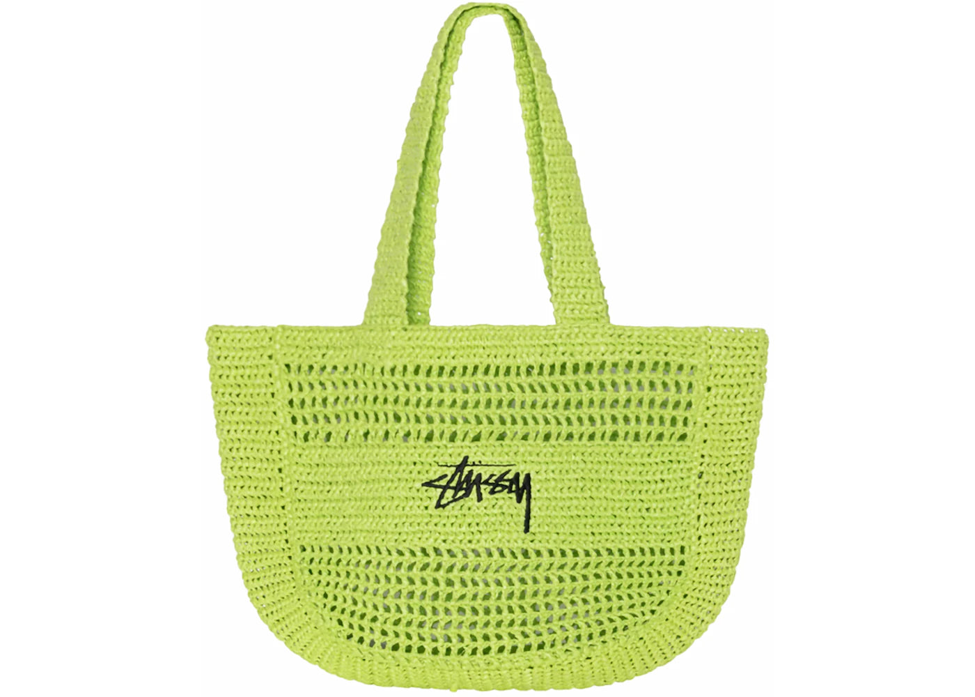 Stussy Raffia Tote Bag Lime