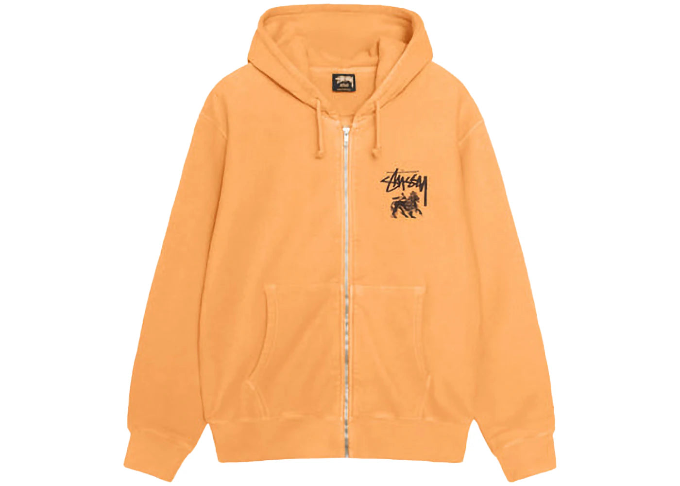 Stussy Rasta Lion Zip Pigment Dyed Hoodie Orange