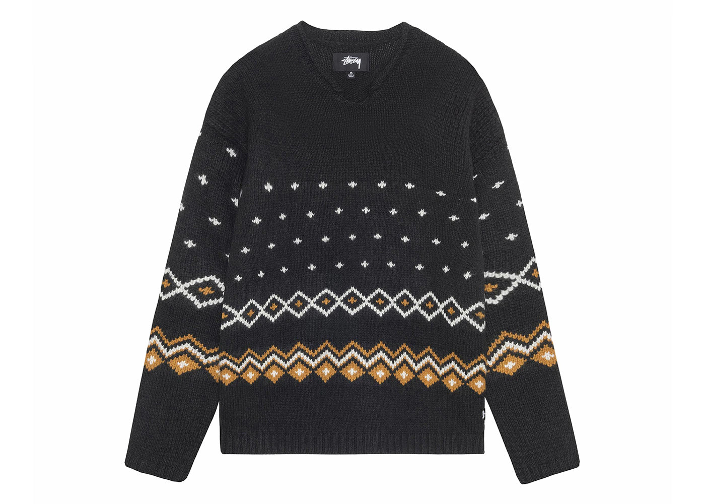 Stussy Roll Neck Fairisle Sweater Charcoal