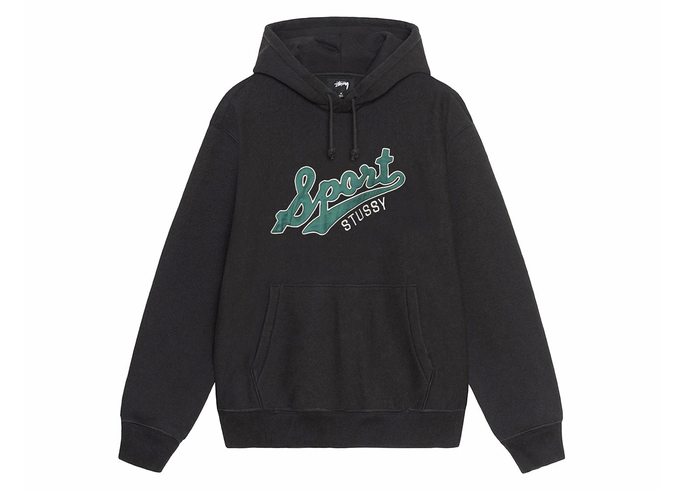 Stussy Satin Patch Oversized Hoodie Washed Black