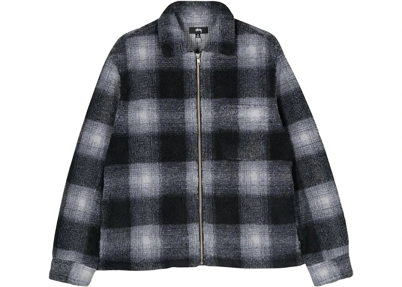 Stussy Shadow Plaid Sherpa Zip Black