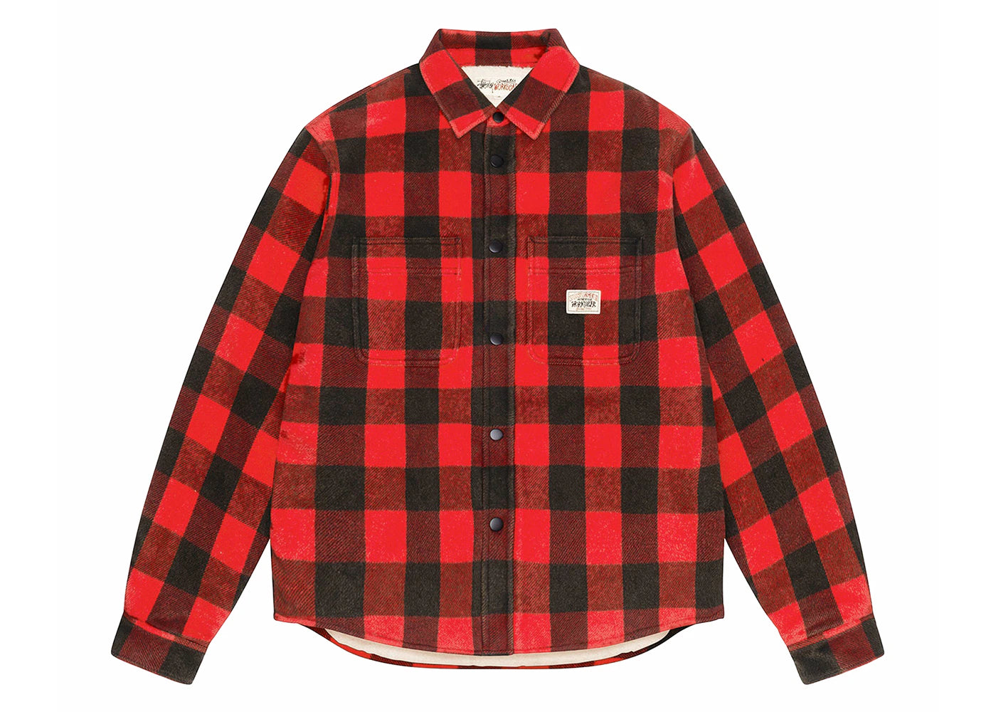 Stussy Sherpa Lined Buffalo Plaid Shirt Red