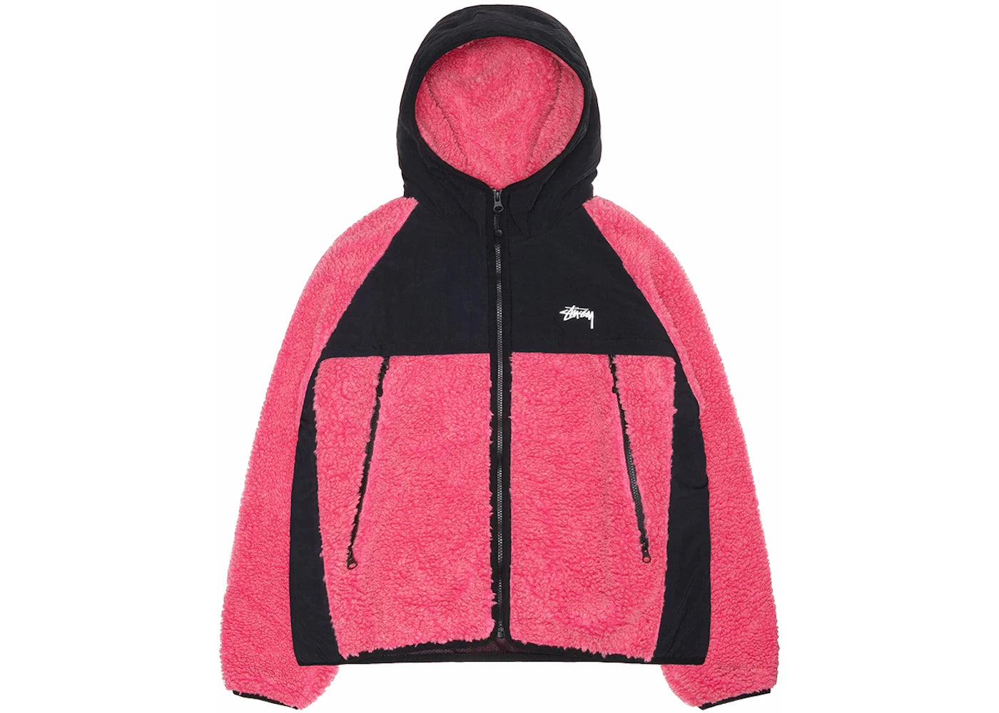 Stussy Sherpa Paneled Hooded Jacket Pink
