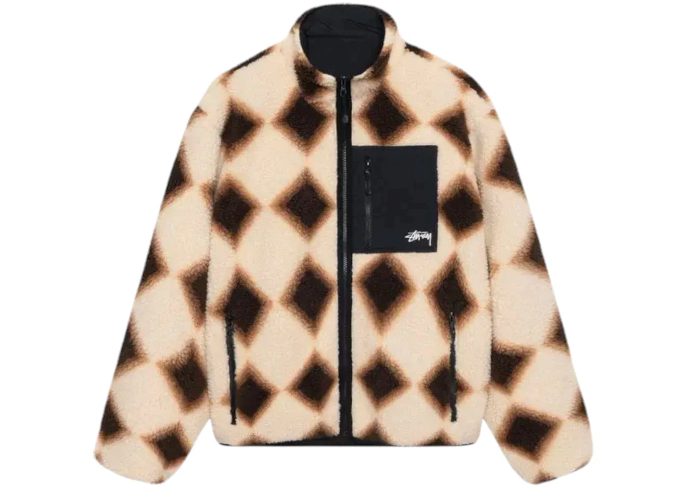 Stussy Sherpa Reversible Diamond Jacket Tan