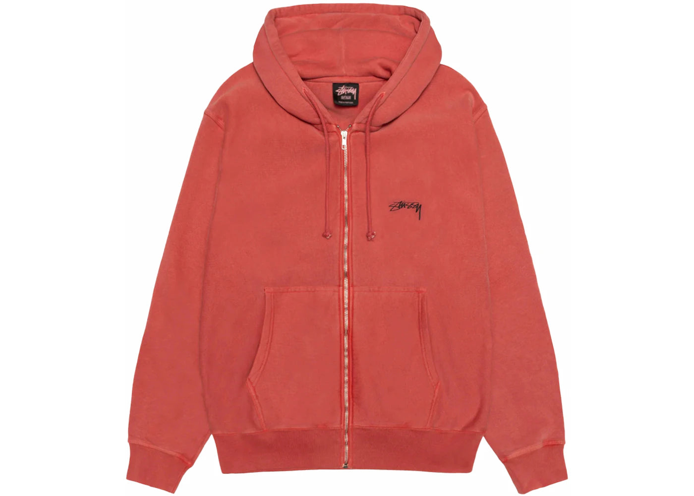 Stussy Smooth Stock Pigment Dyed Zip Hoodie Guava