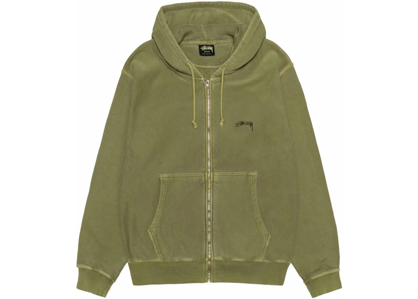 Stussy Smooth Stock Pigment Dyed Zip Hoodie Olive