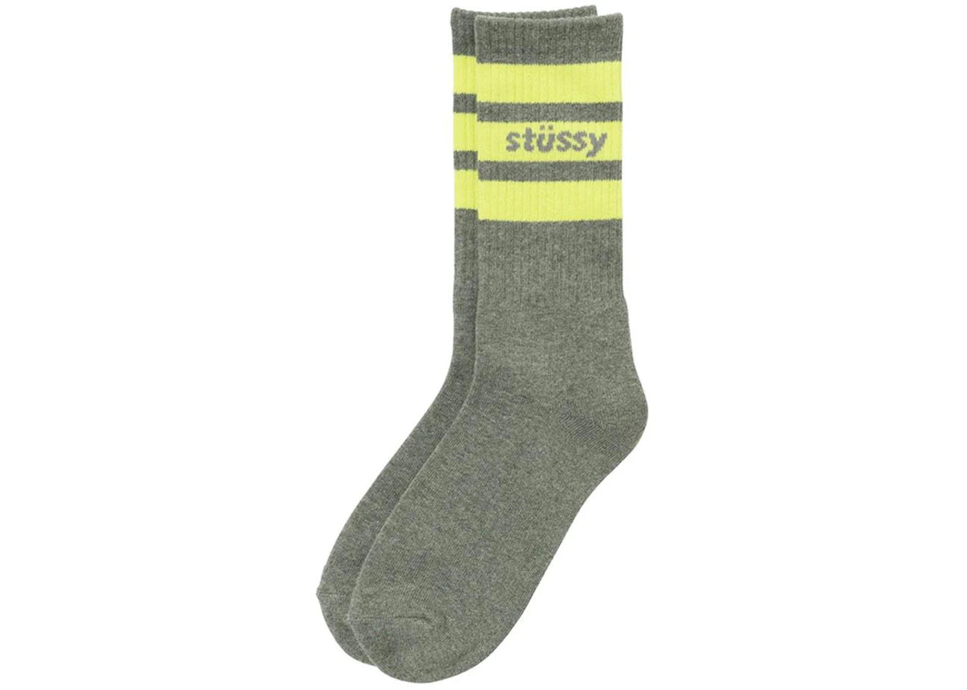 Stussy Sport Crew Socks Grey Heather/Lime