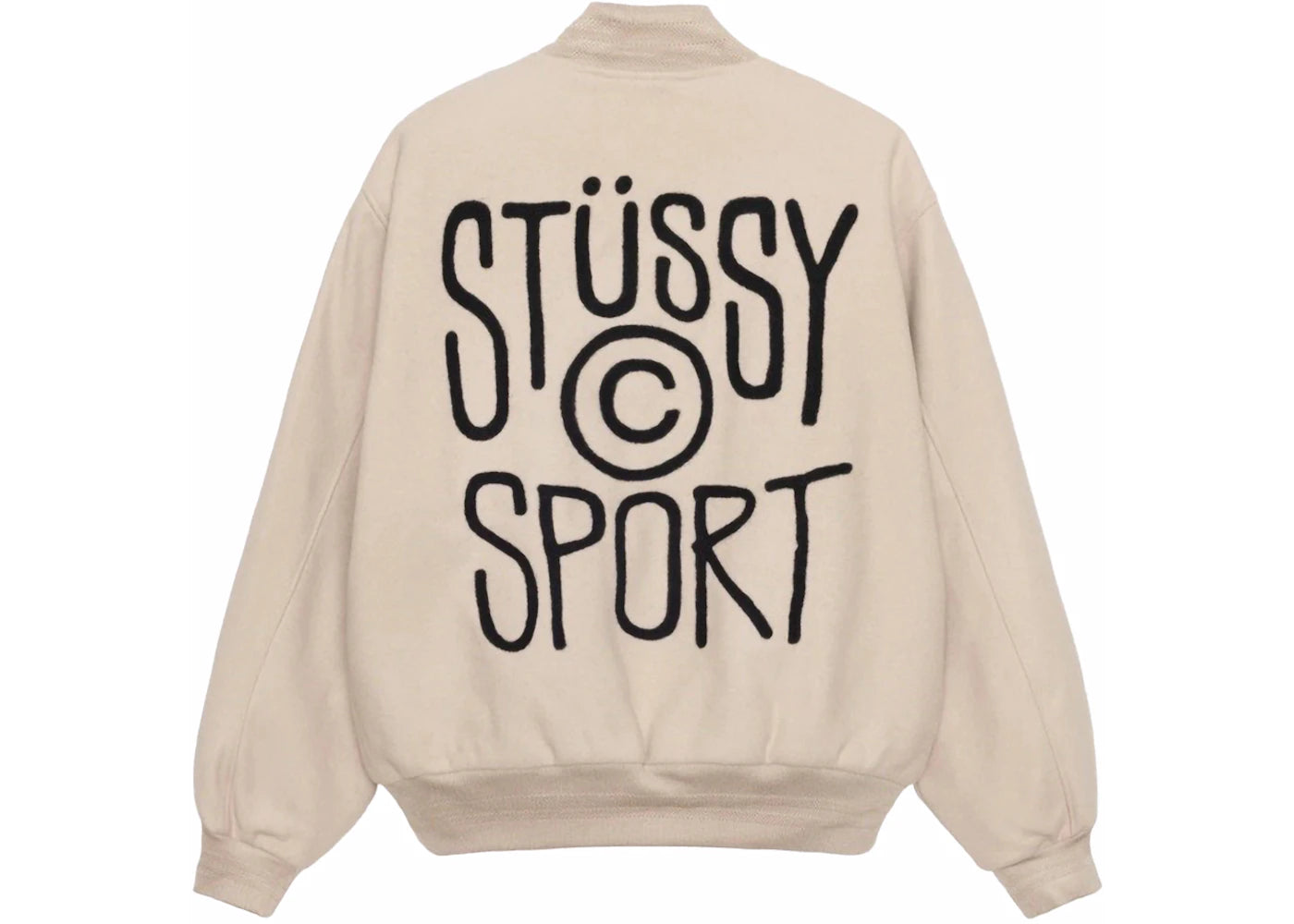 Stussy Sport Melton Varsity Jacket Oatmeal