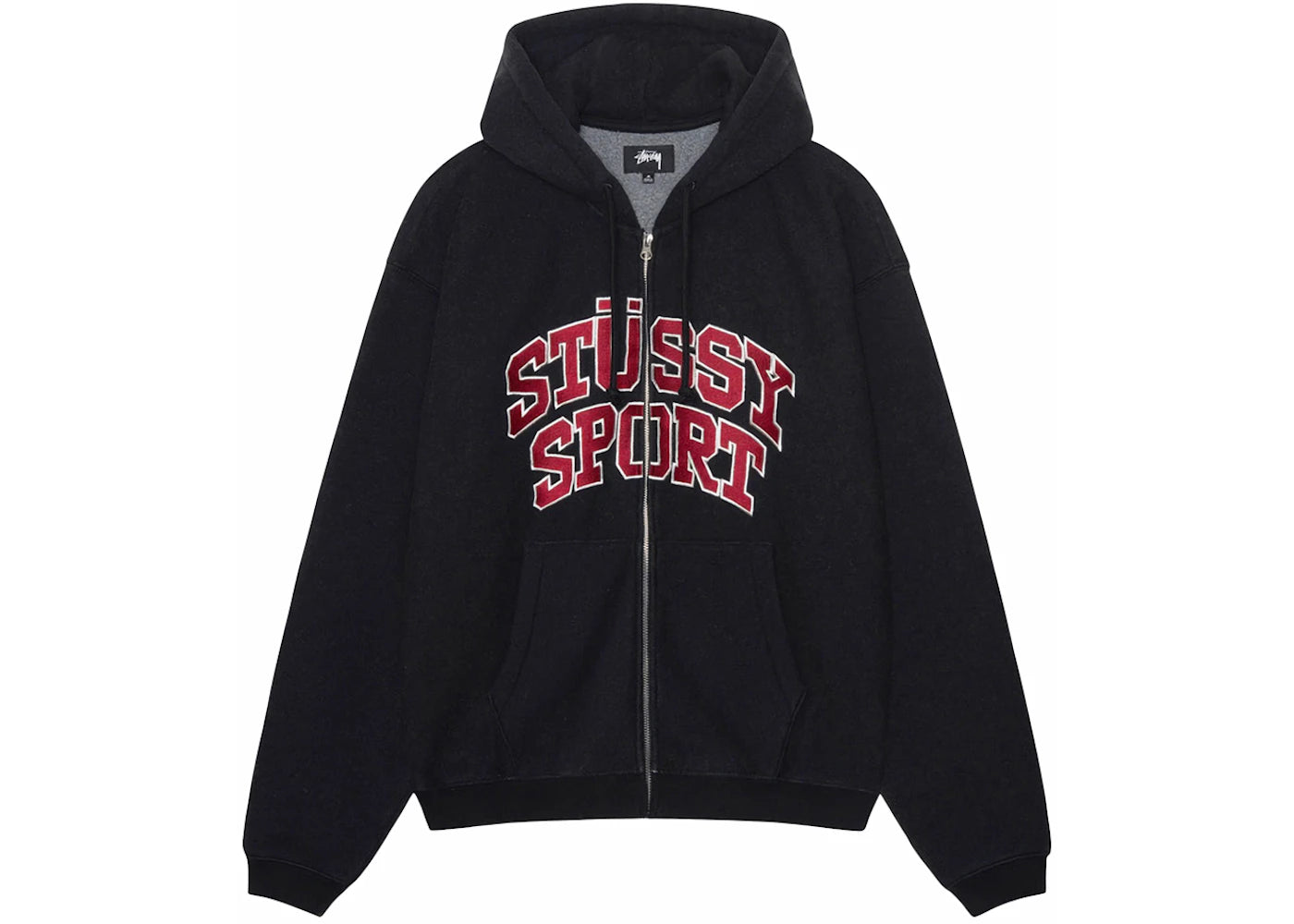 Stussy Sport Zip Hoodie Washed Black