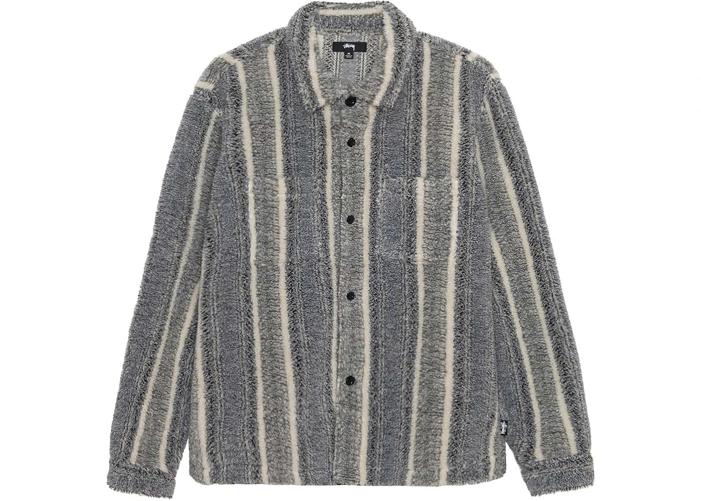 Stussy Stripe Sherpa Shirt Charcoal