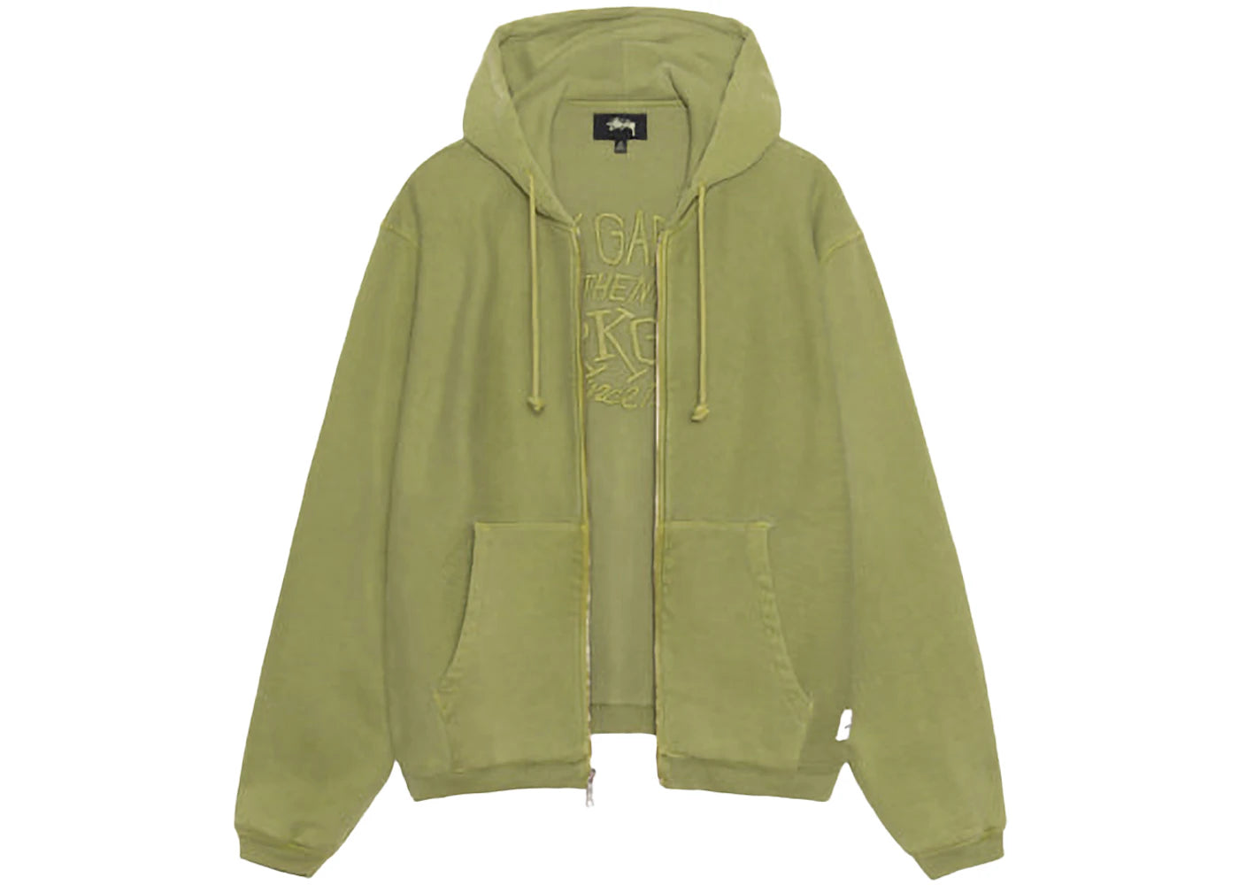 Stussy Waffle Lined Zip Hoodie Green