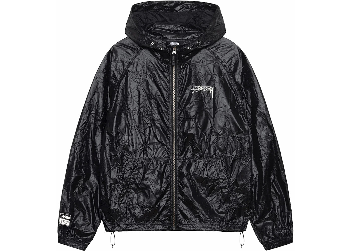 Stussy Wrinkled Nylon Beach Shell Jacket Black