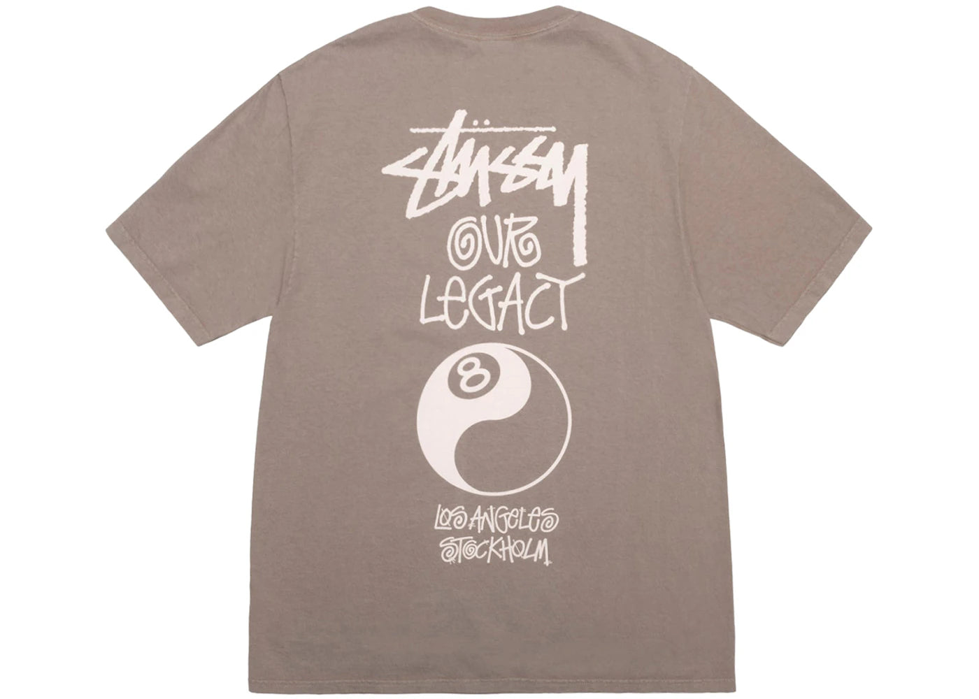 Stussy x Our Legacy Work Shop 8 Ball Yin Yang Pigment Dyed Tee Taupe