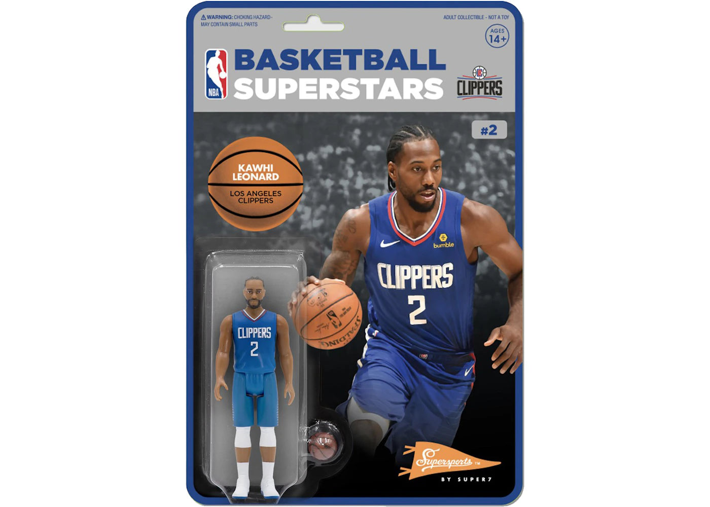 Super7 NBA Basketball Superstars Kawhi Leonard Action Figure Blue