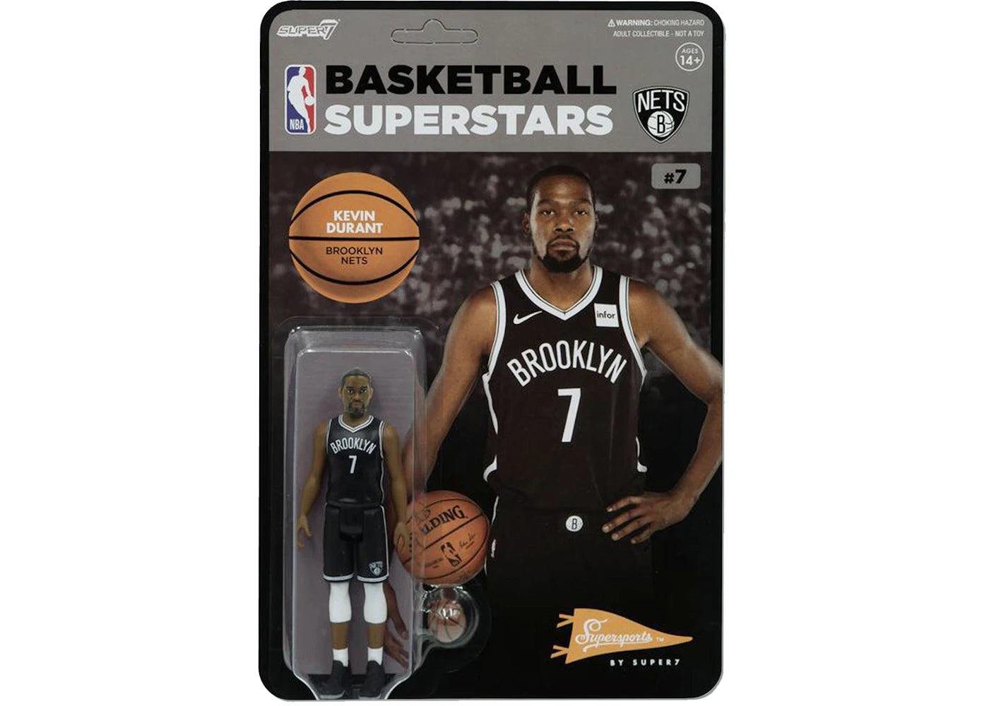 Super7 NBA Basketball Superstars Kevin Durant Action Figure Black