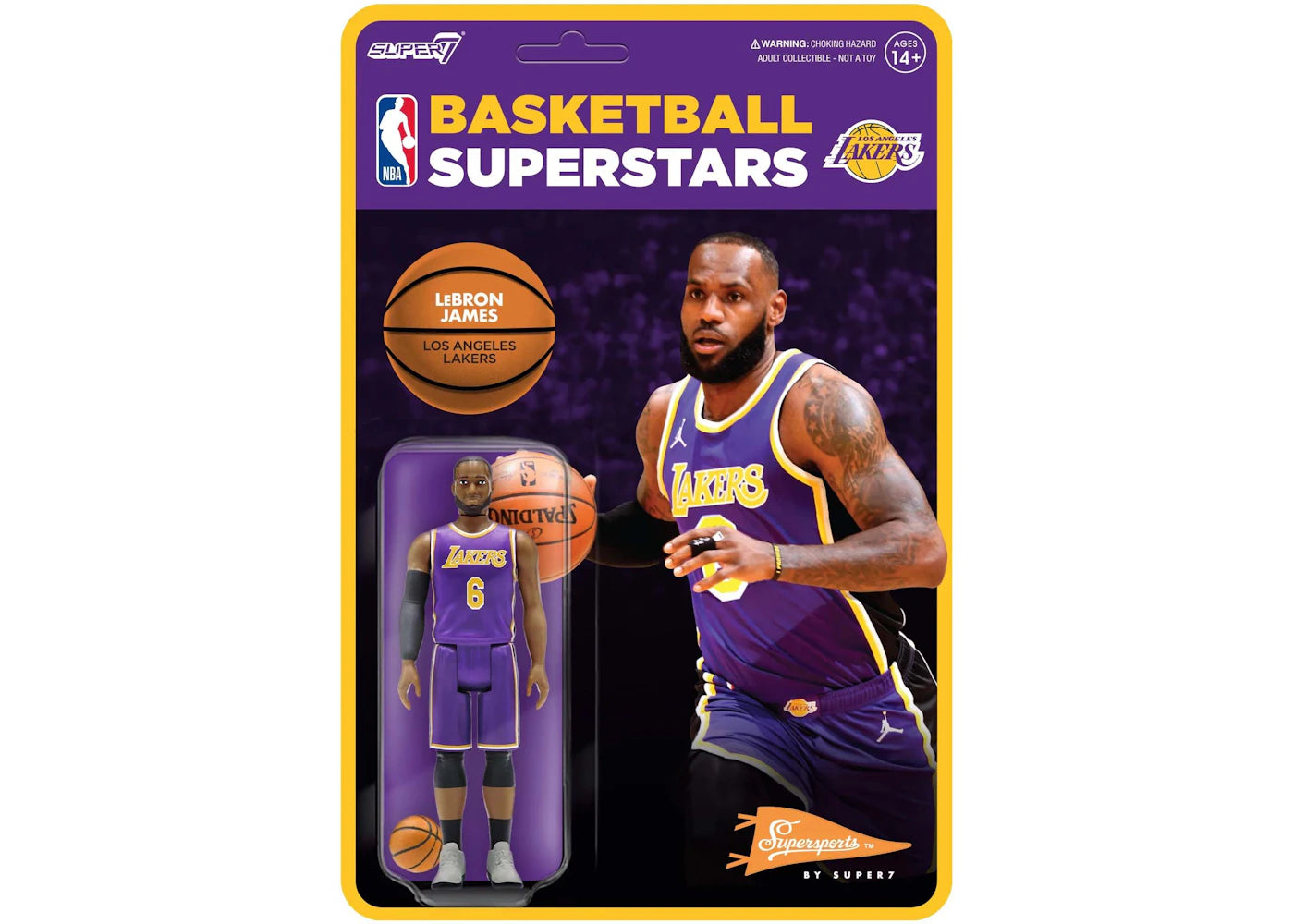 Super7 Supersports NBA Los Angeles Lakers Lebron James Action Figure Purple
