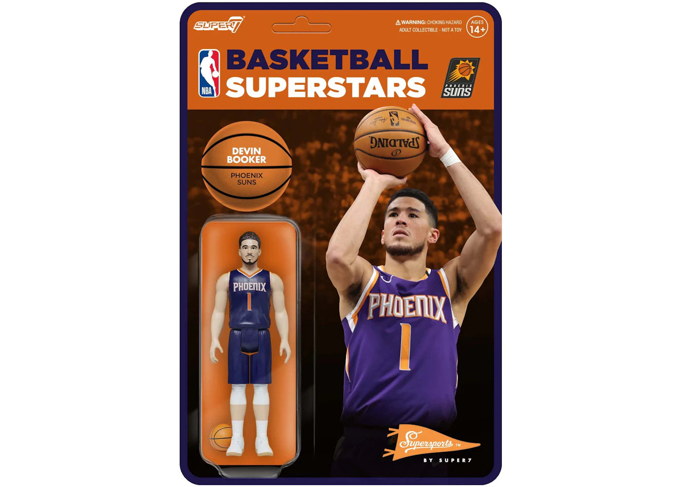 Super7 Supersports NBA Phoenix Suns Devin Booker Action Figure Purple