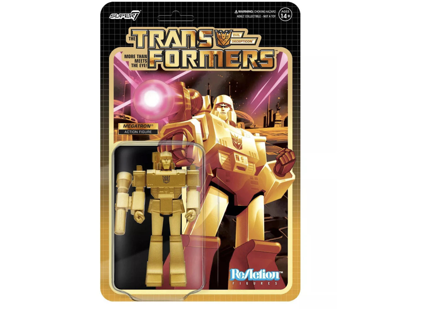 Super7 Transformers Super7 Megatron (Exclusive Golden Lagoon) Reaction Figure W1 Action Figure