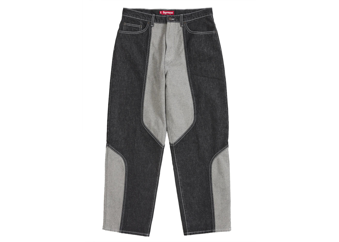 Supreme 2-Tone Paneled Baggy Jean Black