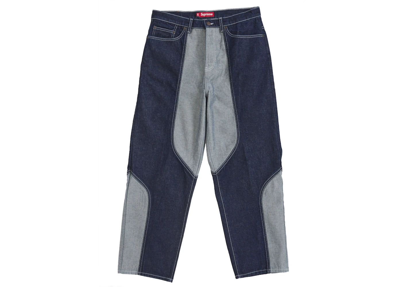 Supreme 2-Tone Paneled Baggy Jean Blue