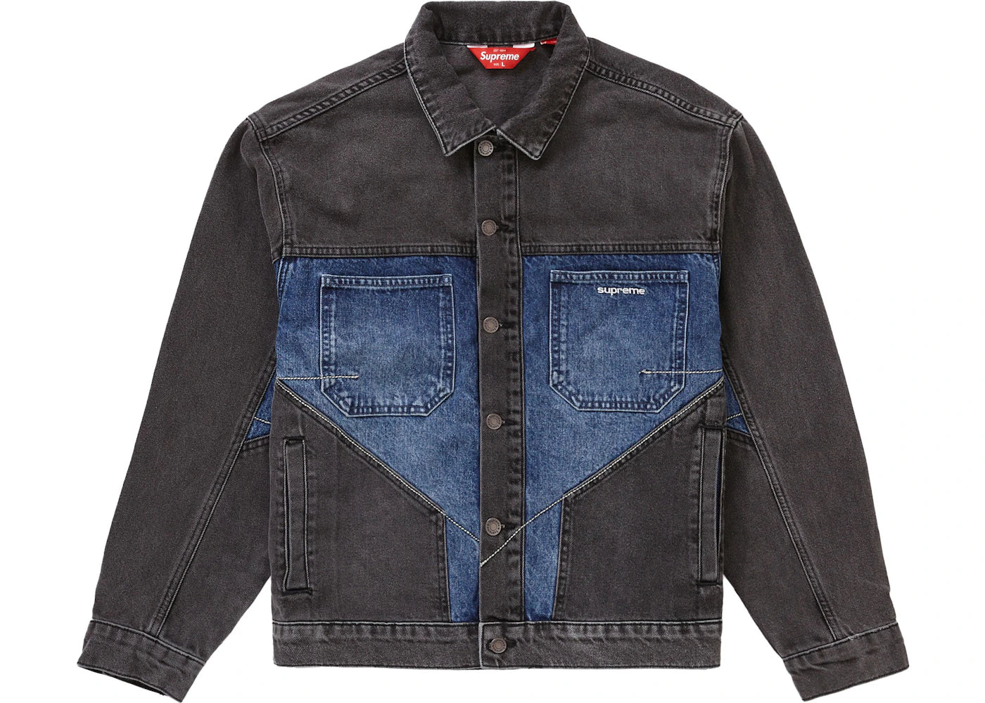 Supreme 2-Tone Paneled Denim Jacket Black