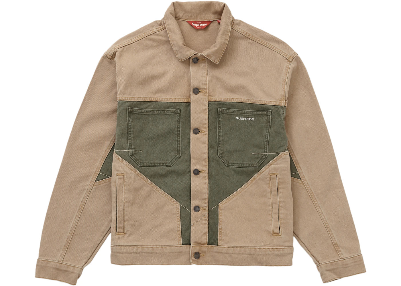 Supreme 2-Tone Paneled Denim Jacket Brown