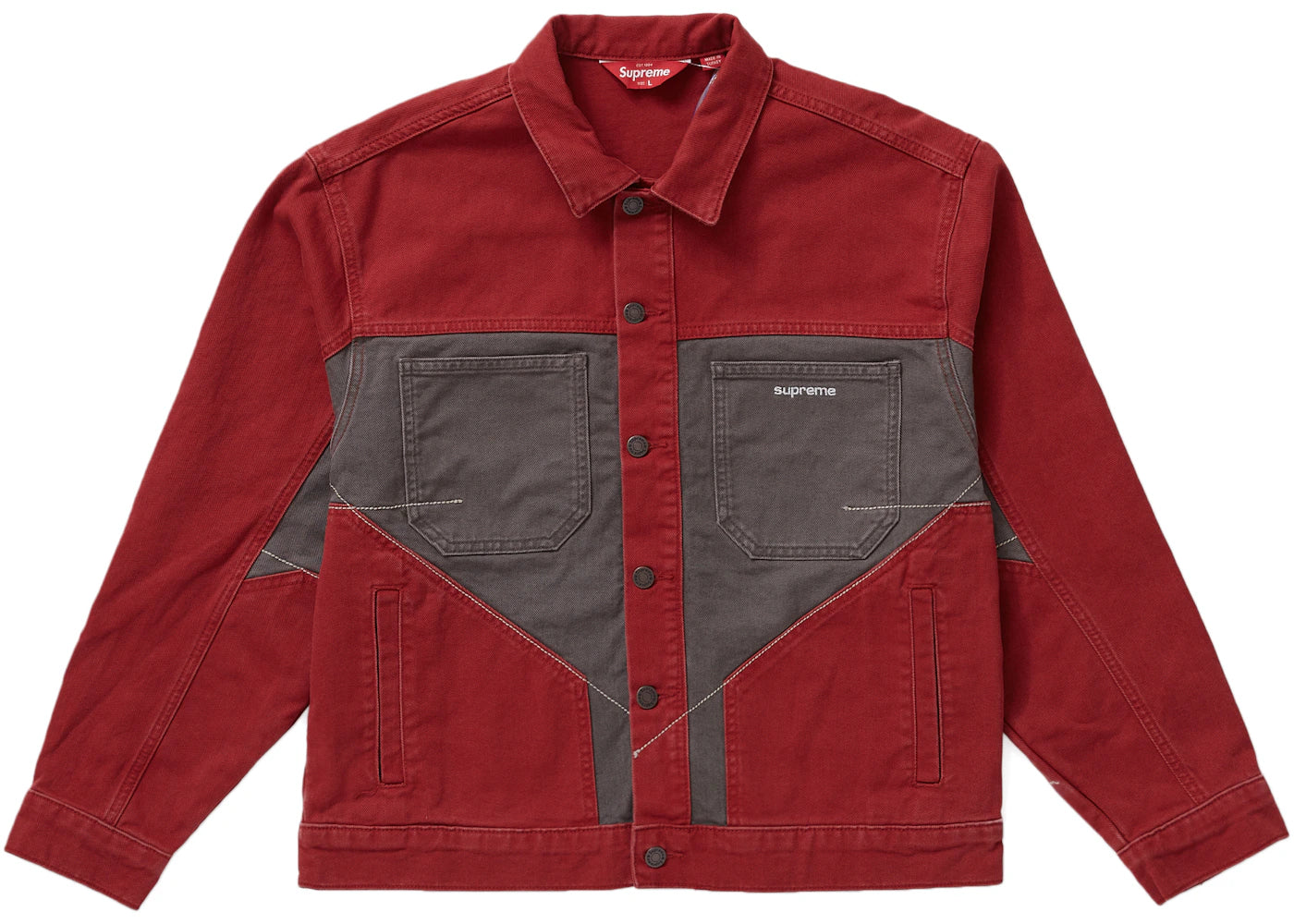 Supreme 2-Tone Paneled Denim Jacket Red