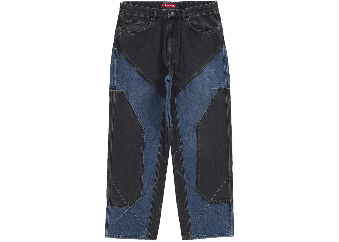 Supreme 2-Tone Paneled Jean Black