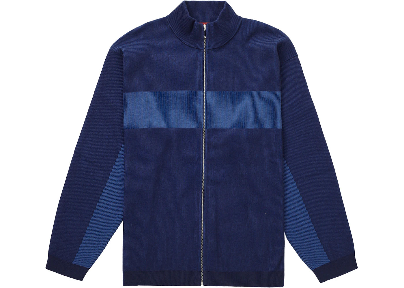 Supreme 2-Tone Ribbed Zip Up Sweater Blue