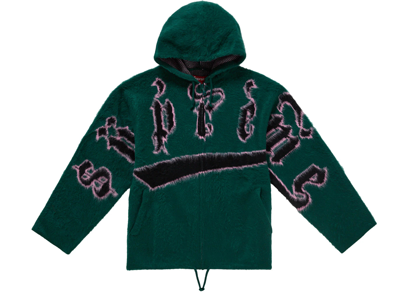 Supreme Accent Brushed Zip Up Hooded Sweater Green