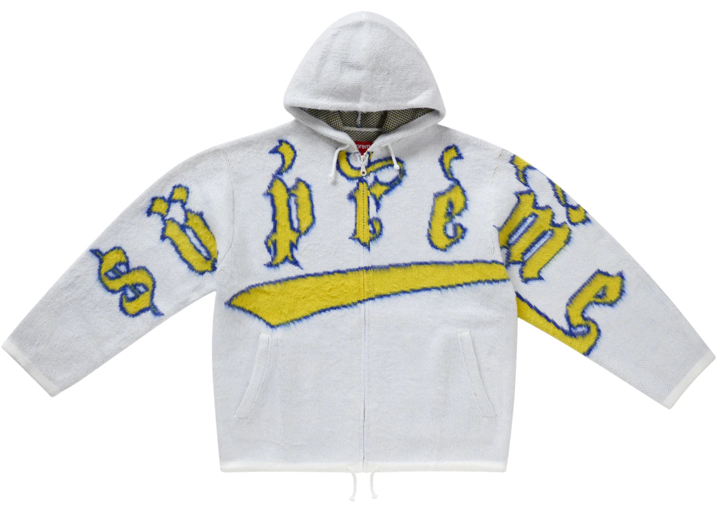 Supreme Accent Brushed Zip Up Hooded Sweater White