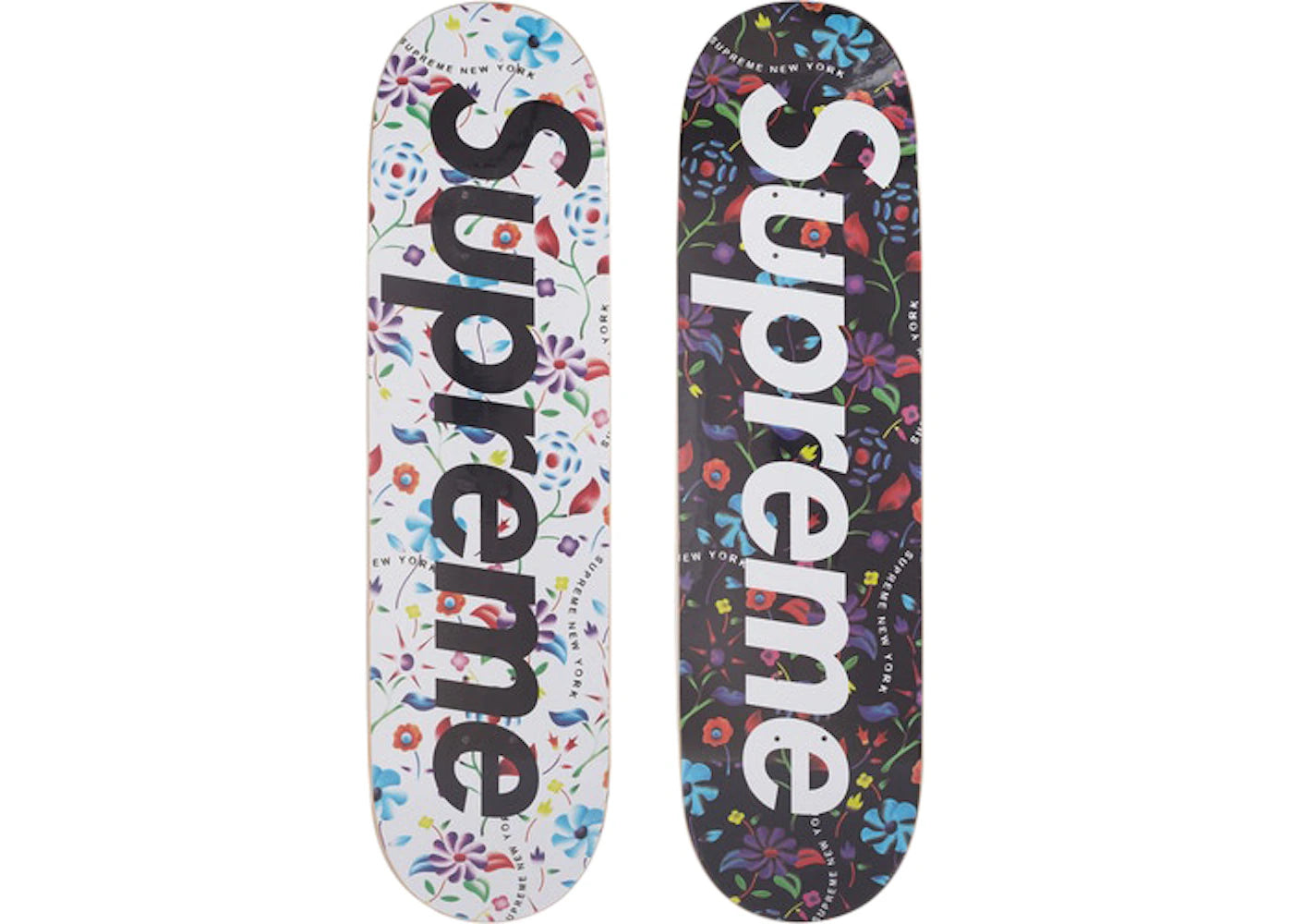 Supreme Airbrushed Floral Skateboard Deck Black/White Set