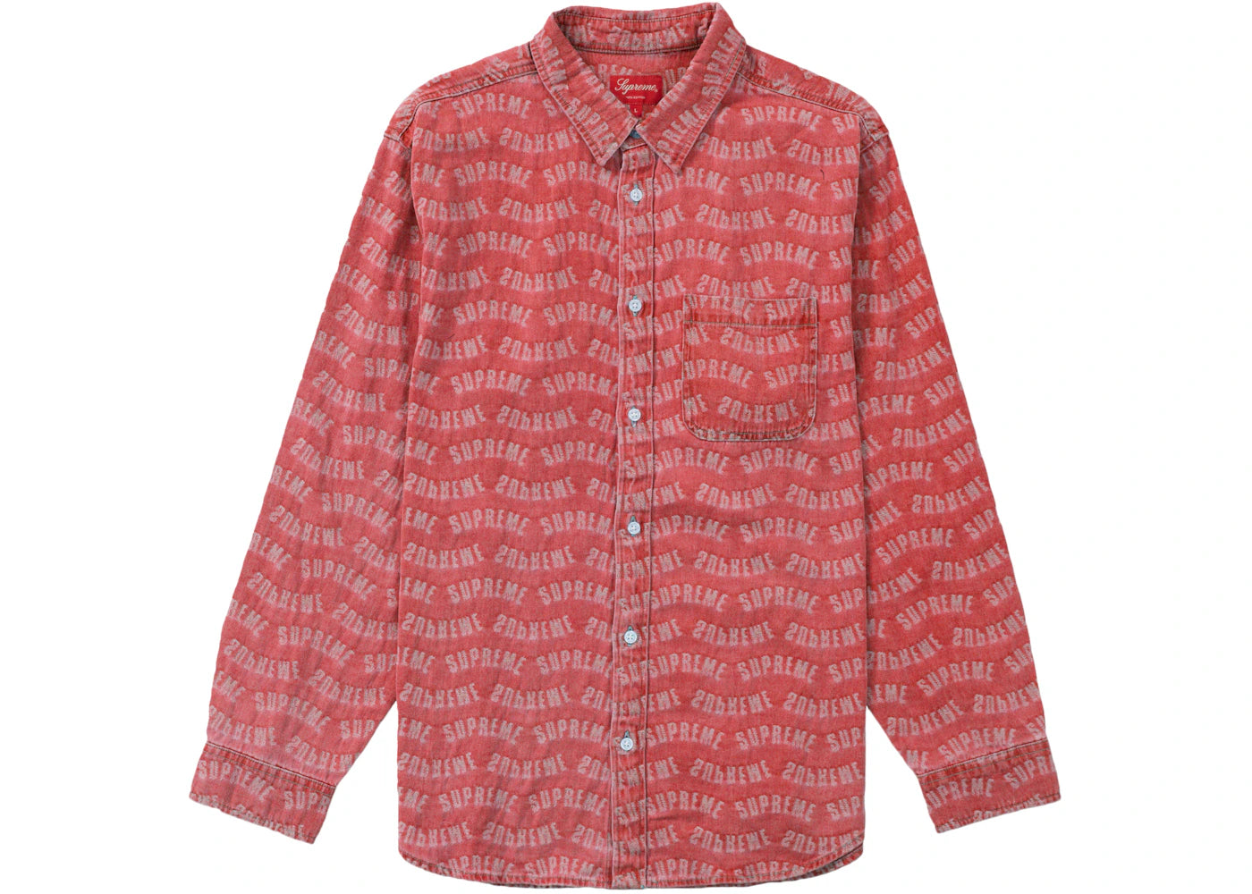 Supreme Arc Jacquard Denim Shirt Red