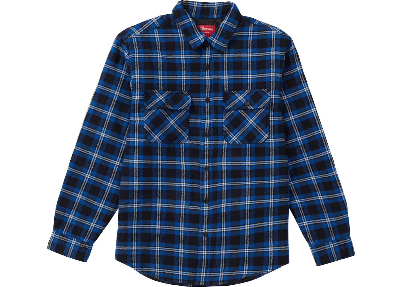 Supreme Arc Logo Quilted Flannel Shirt Black